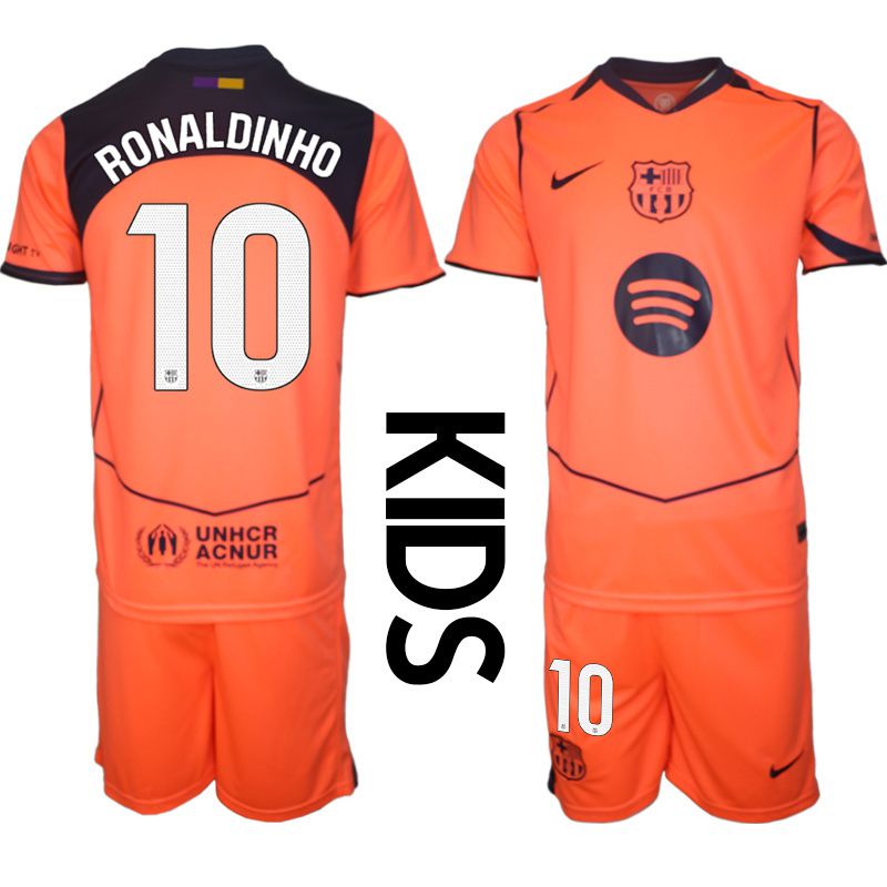 Youth 2025-2026 Club Barcelona away orange #10 Soccer Jersey3